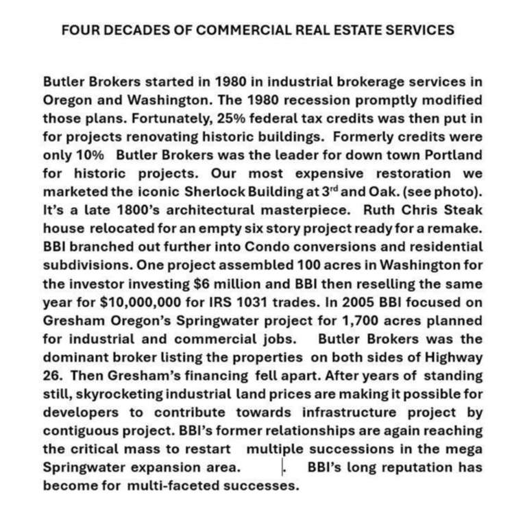 Butler Brokers Inc., Commercial Real Estate Brokerage